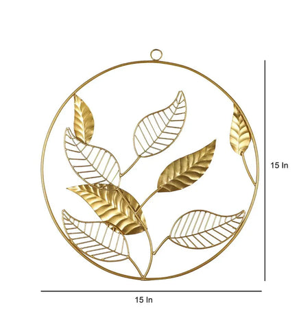 Gold Iron Mango Leaves Floral Metal Wall Art, Set of 3