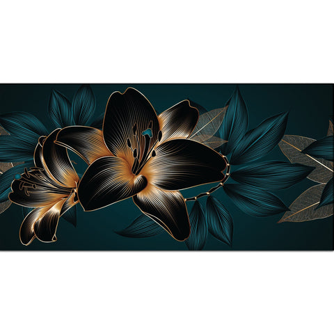 Golden lilies Flowers Canvas Print Wall Painting