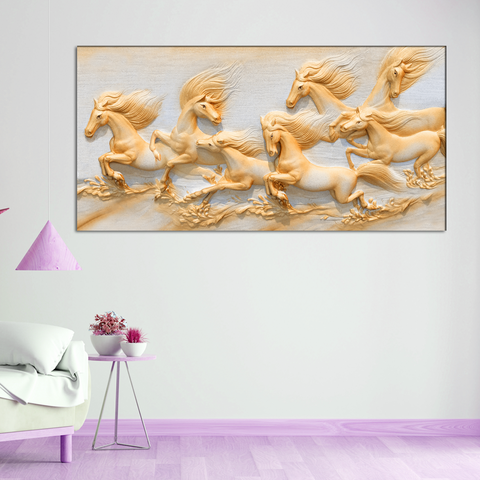 Seven Horses Running Canvas Wall Painting