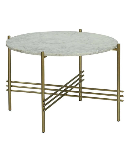 Metal Coffee Table With Marble Top In Gold Colour