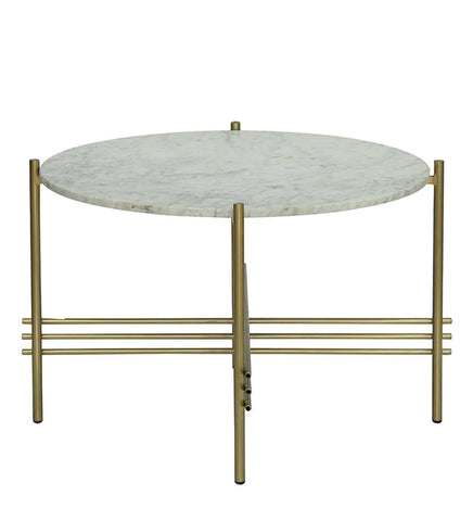 Metal Coffee Table With Marble Top In Gold Colour