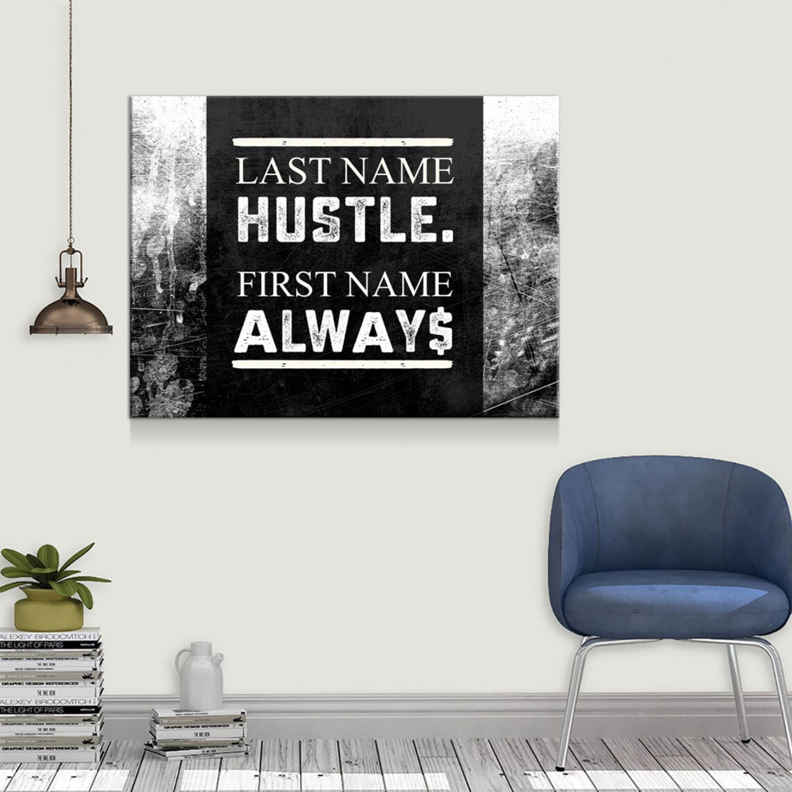 Hustle Inspirational Canvas Framed Posters With Motivational Quotes in Large Size for Office and Startups.