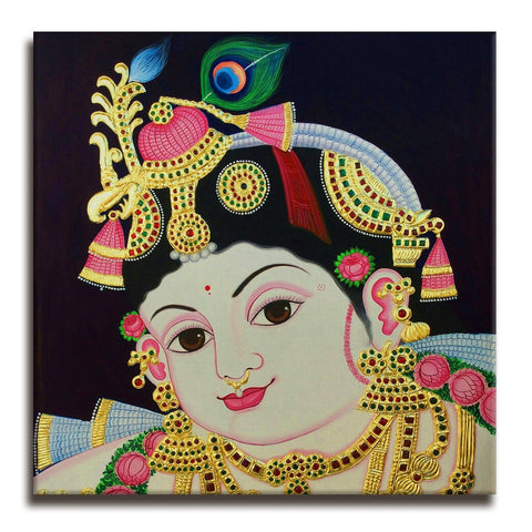 Indian Ethnic Tanjore Wall Art Large Size Canvas Painting For Home Decor Ready To Hang Art