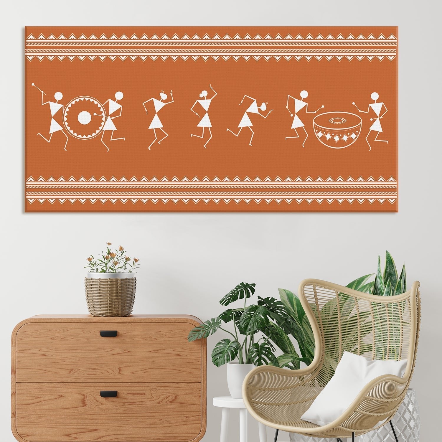 Indian Ethnic Warli Wall Art Canvas Painting For Home and Office Wall Decoration