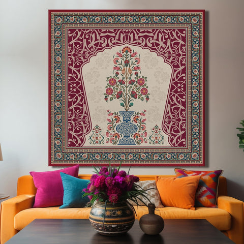 Indian Kalamkari Wall Art Large Size Canvas Painting For Home and Office Decor