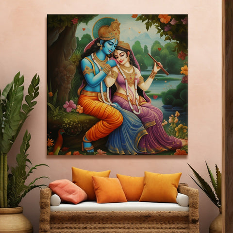 Krishna and Radha Wall Art Canvas Paintings For Bedroom Wall Decoration