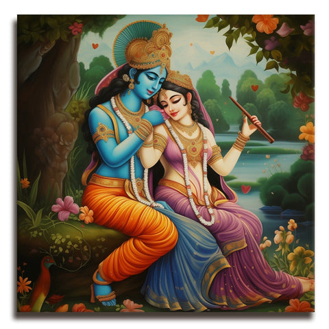 Krishna and Radha Wall Art Canvas Paintings For Bedroom Wall Decoration