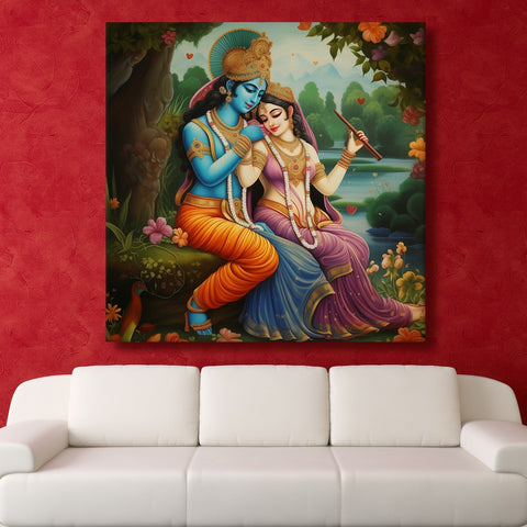 Krishna and Radha Wall Art Canvas Paintings For Bedroom Wall Decoration