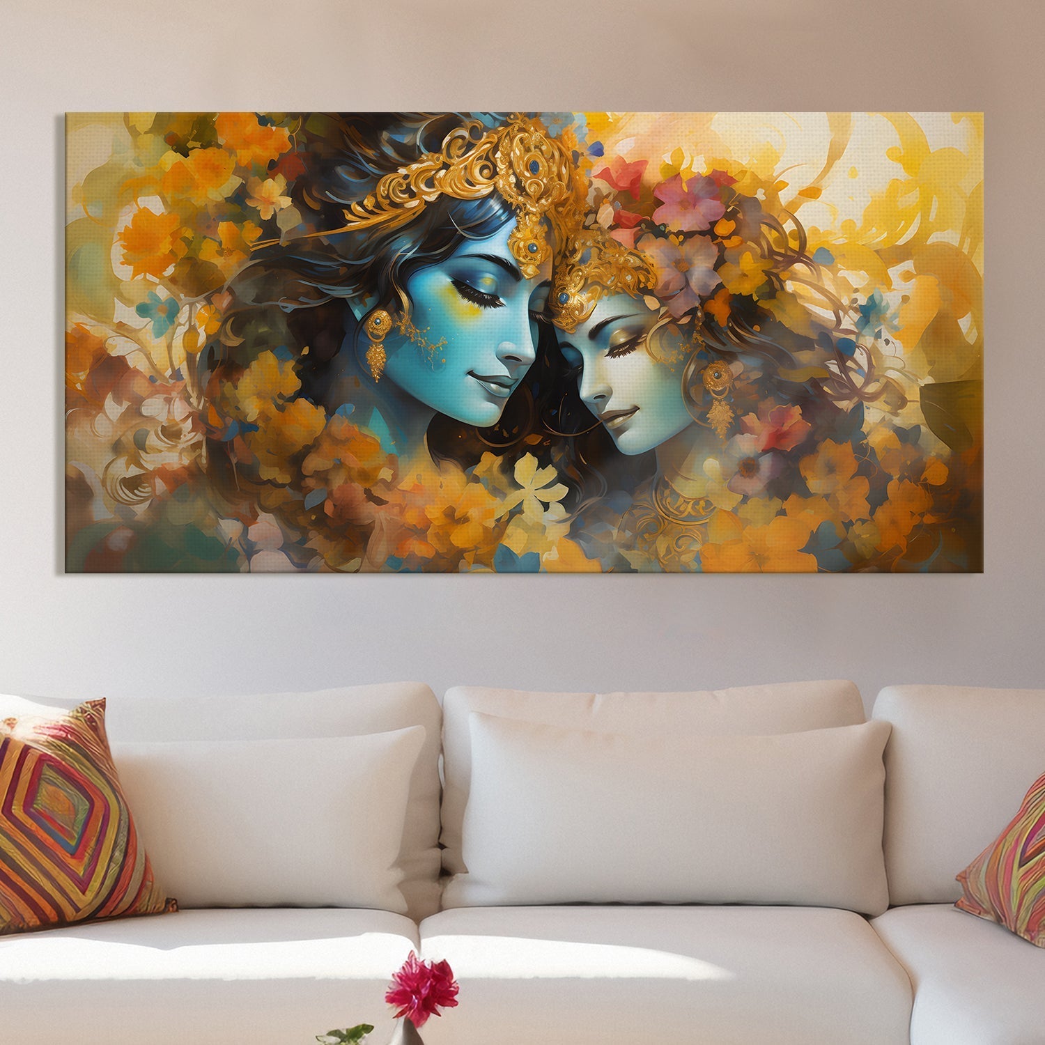 Krishna and Radha Wall Art Canvas Paintings For Home and Office Wall Decoration