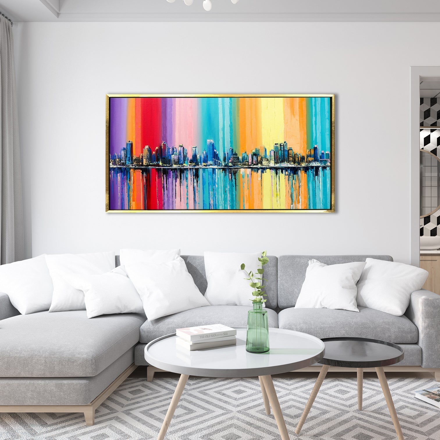 Landscapes Abstract Modern Art Large Canvas Paintings. Framed Digital Reprints of Famous and Vibrant Artwork (LDWA04)