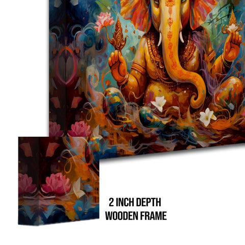 Large sized framed Lord Ganesha canavs painting for home and office. (GNWA02)