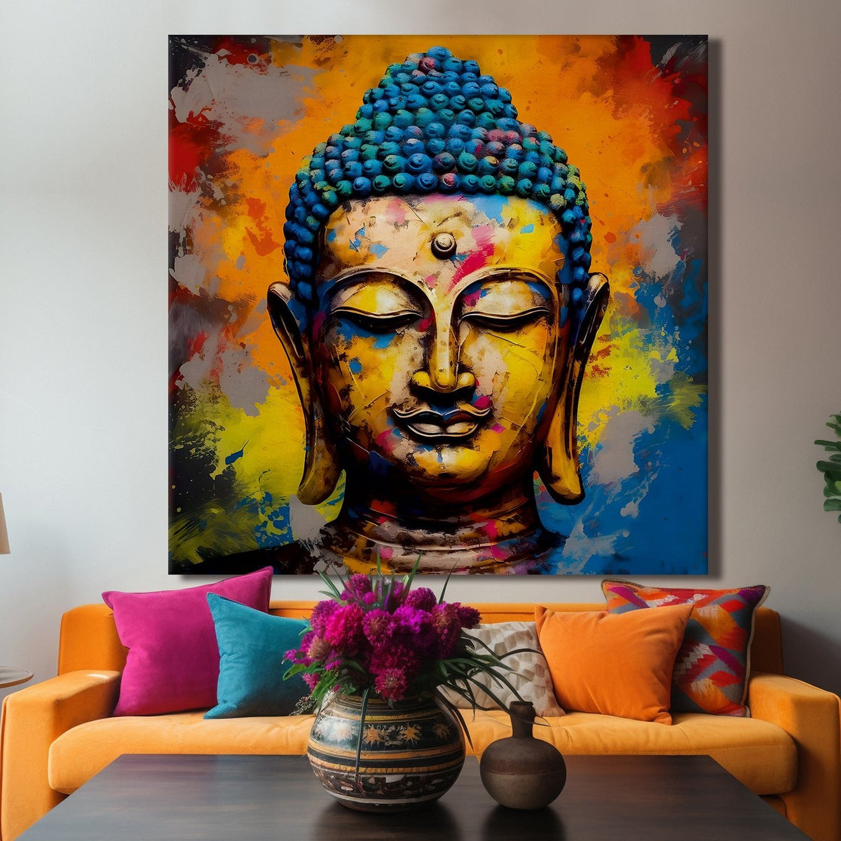 Lord Buddha Wall Art Painting For Living room and Office Wall Decoration