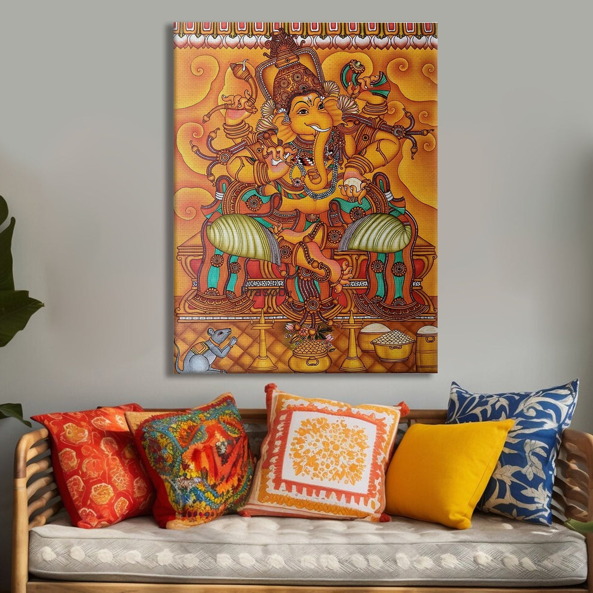 Lord Ganesha Canvas Painting Framed For Home and office Wall decoration