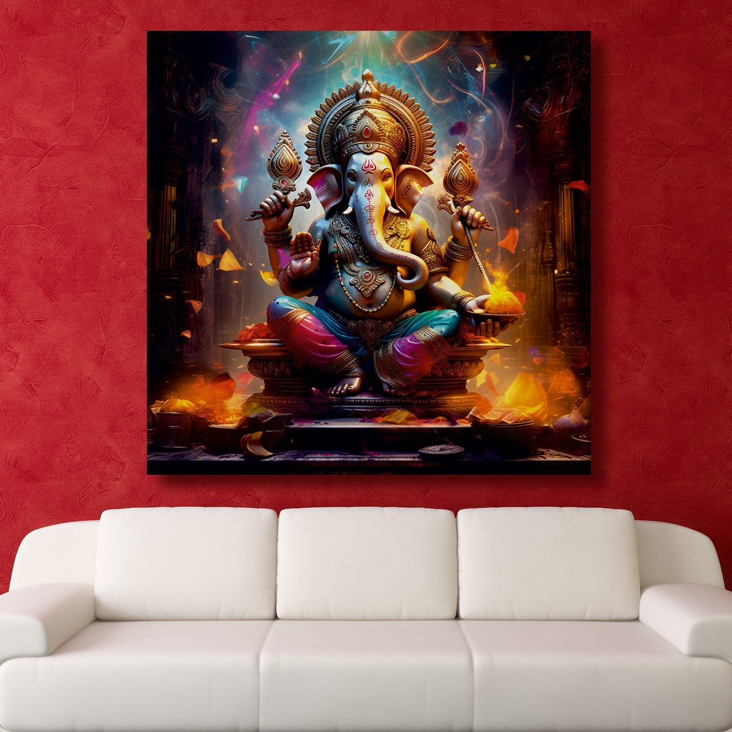 Lord Ganesha Canvas Painting Framed For Home and office Wall decoration