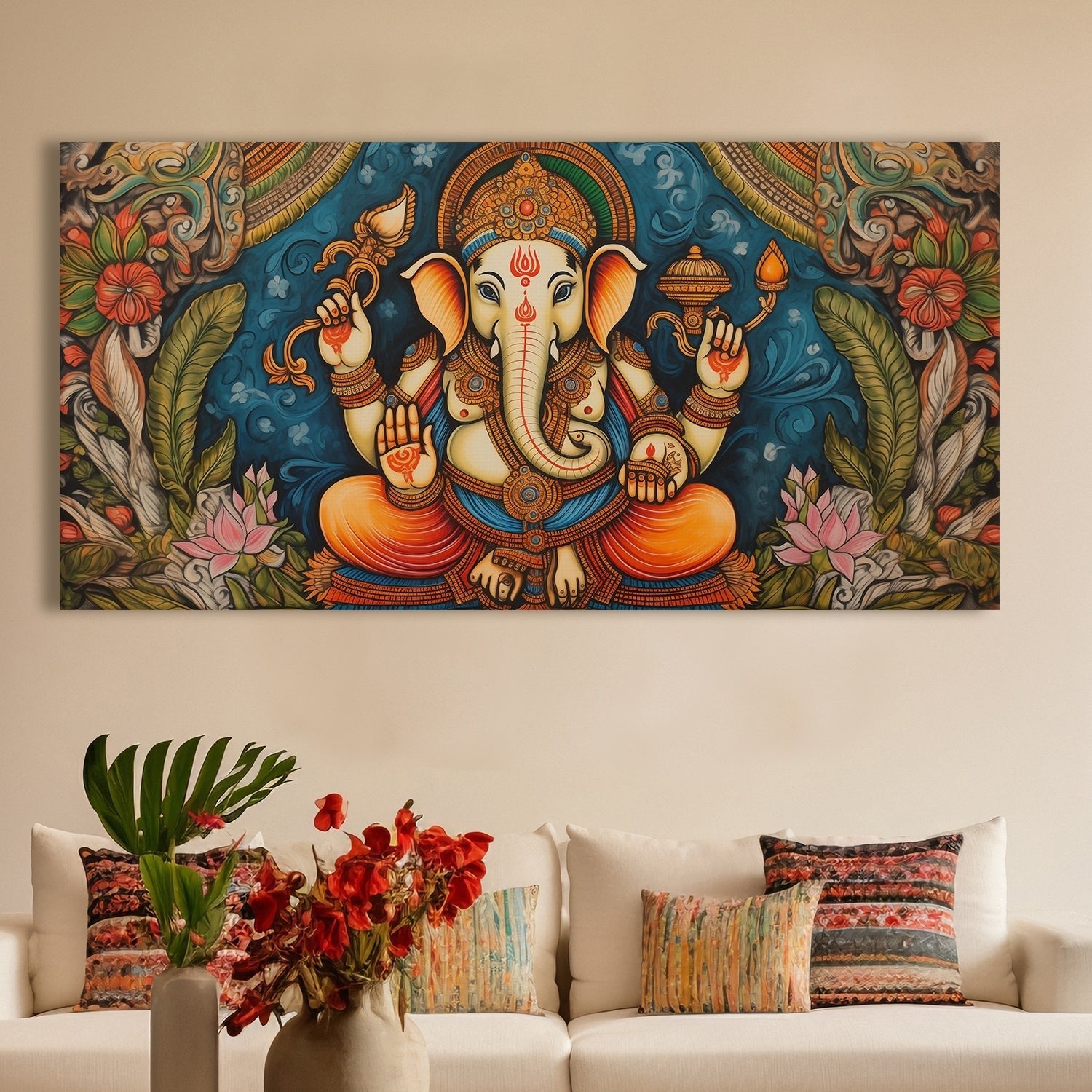 Lord Ganesha Canvas Painting Framed For Home and office Wall decoration