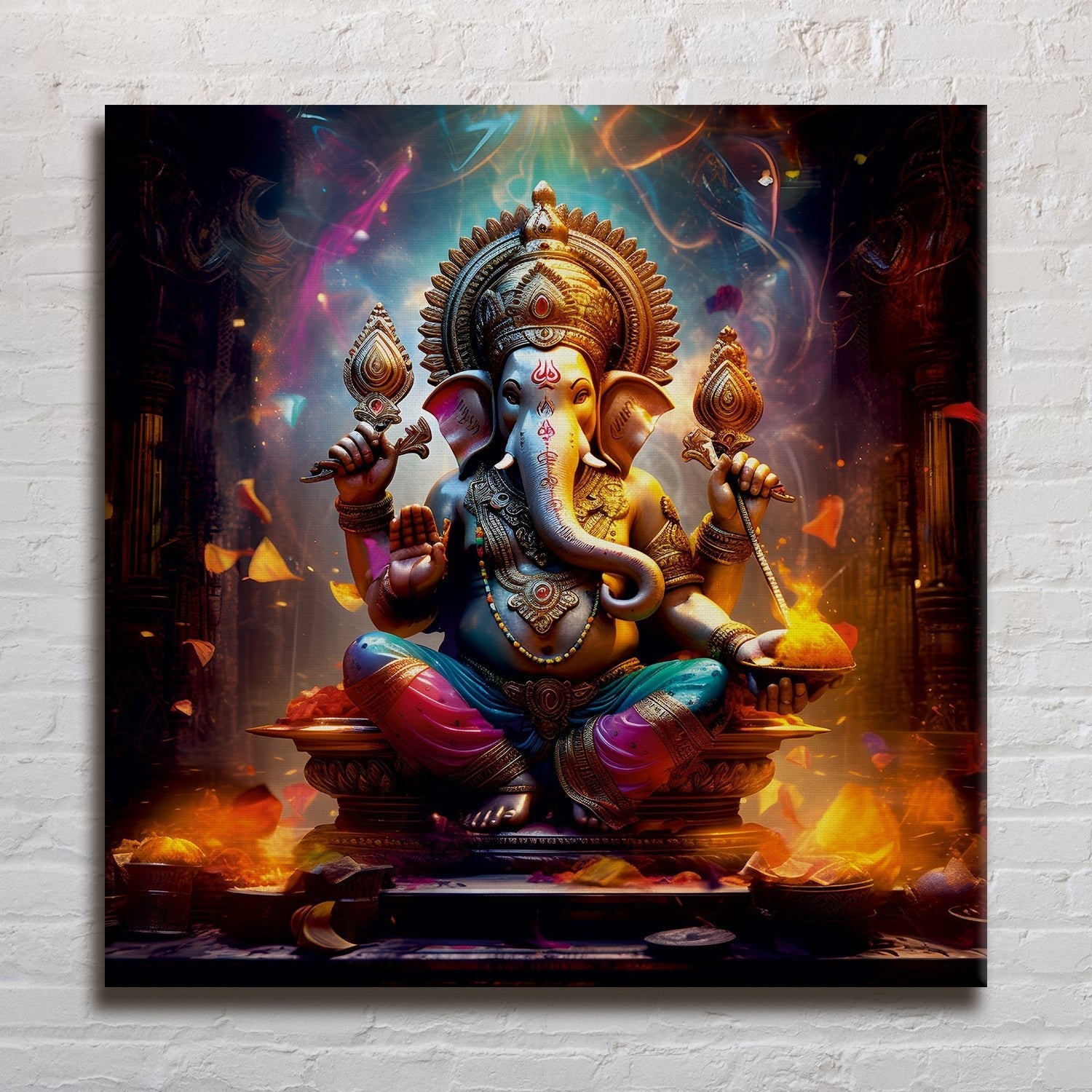 Lord Ganesha Canvas Painting Framed For Home and office Wall decoration