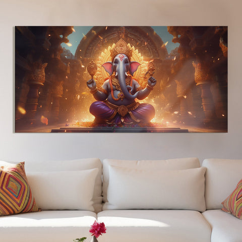 Lord Ganesha Canvas Painting Framed For Home and office Wall decoration