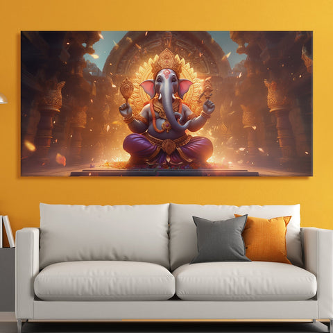 Lord Ganesha Canvas Painting Framed For Home and office Wall decoration