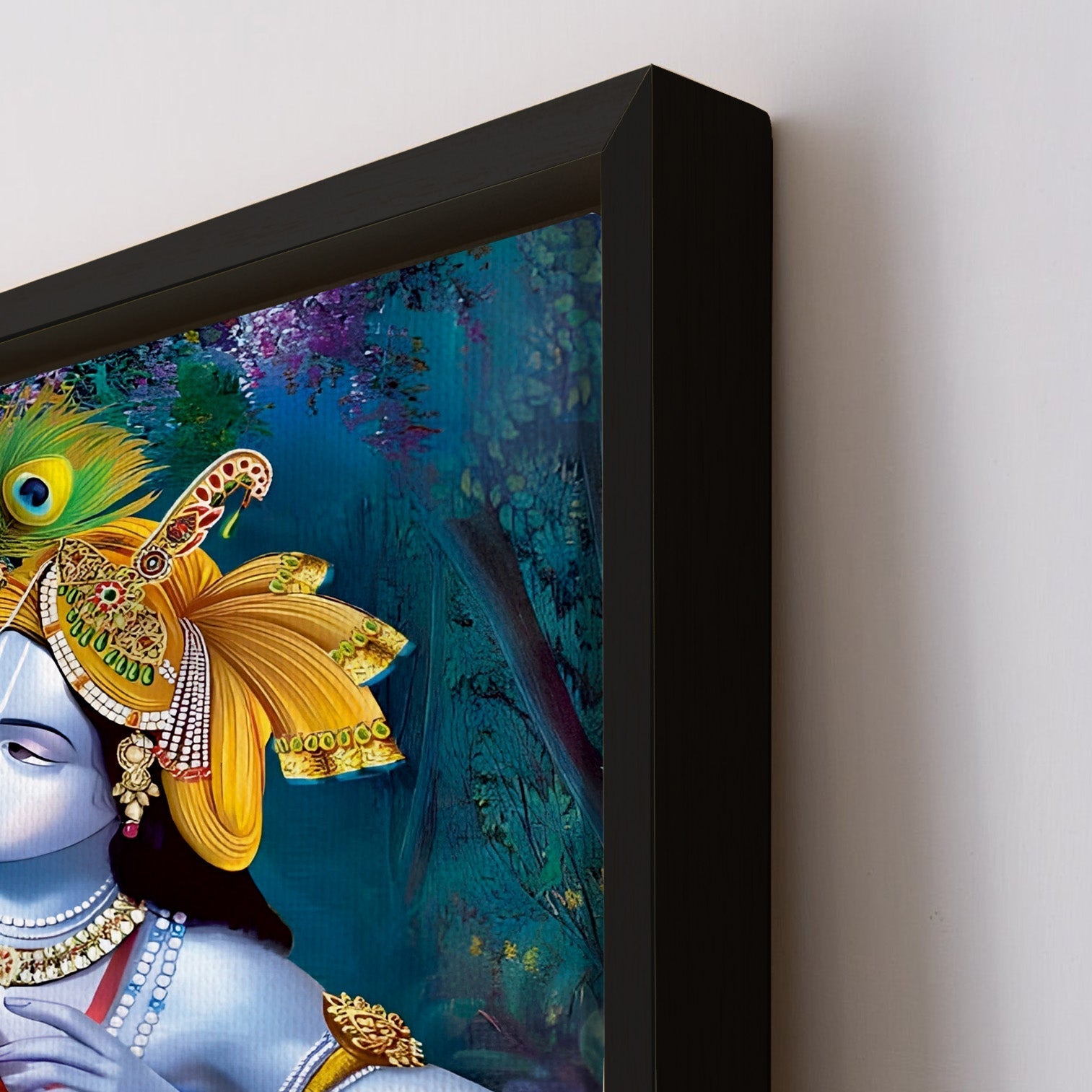 Lord Radha Krishna Divine Large Wall Art - Devotional Artwork Unique Religious Canvas Framed Paintings Modern Art For Living Room Bedroom Office Decor. (RKWA02)