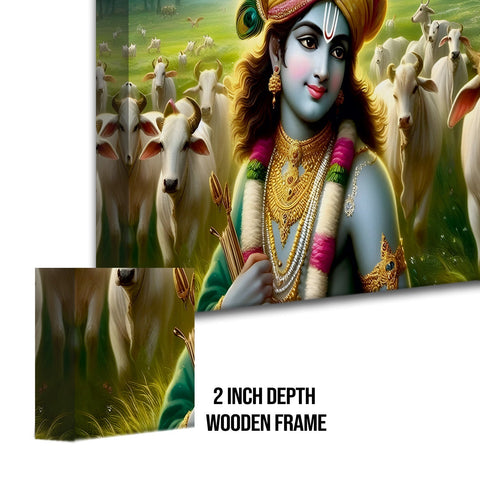 Lord Radha Krishna Divine Large Wall Art - Devotional Artwork Unique Religious Canvas Framed Paintings Modern Art For Living Room Bedroom Office Decor. (RKWA03)