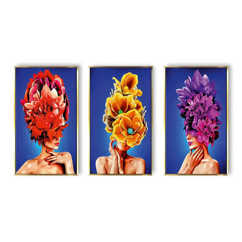 Luxury Flower Women Canvas Painting Framed For Living Room Wall Decoration