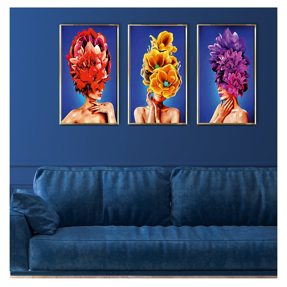 Luxury Flower Women Canvas Painting Framed For Living Room Wall Decoration