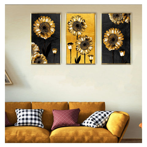 Luxury Yellow sunflower canvas Painting framed For Home and Office Wall Decoration