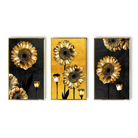 Luxury Yellow sunflower canvas Painting framed For Home and Office Wall Decoration