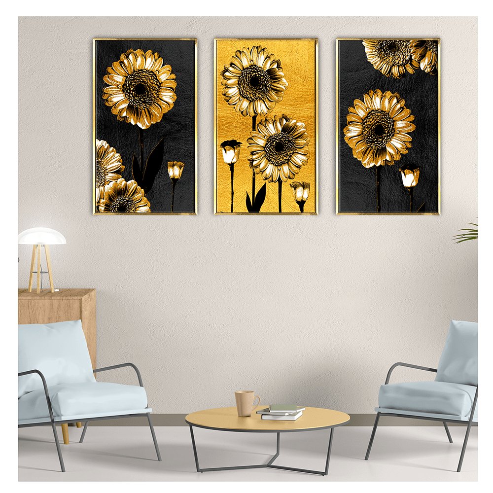 Luxury Yellow sunflower canvas Painting framed For Home and Office Wall Decoration