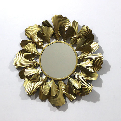 Golden Luring Petals Round Mirror Wall Decor