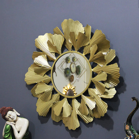 Golden Luring Petals Round Mirror Wall Decor