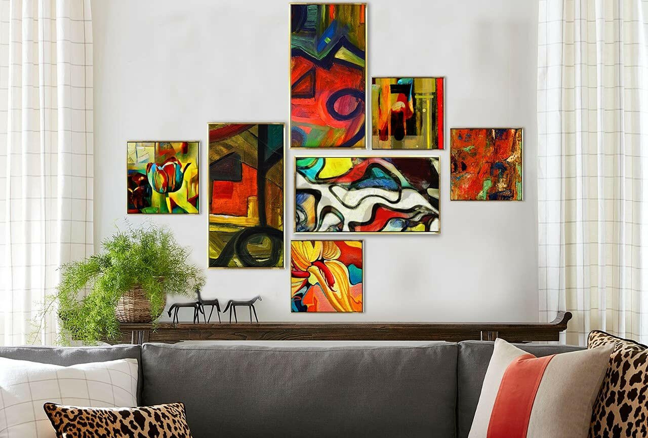 Modern Art Canvas Floating Frame Collage Painting For Home and Office Wall Decoration