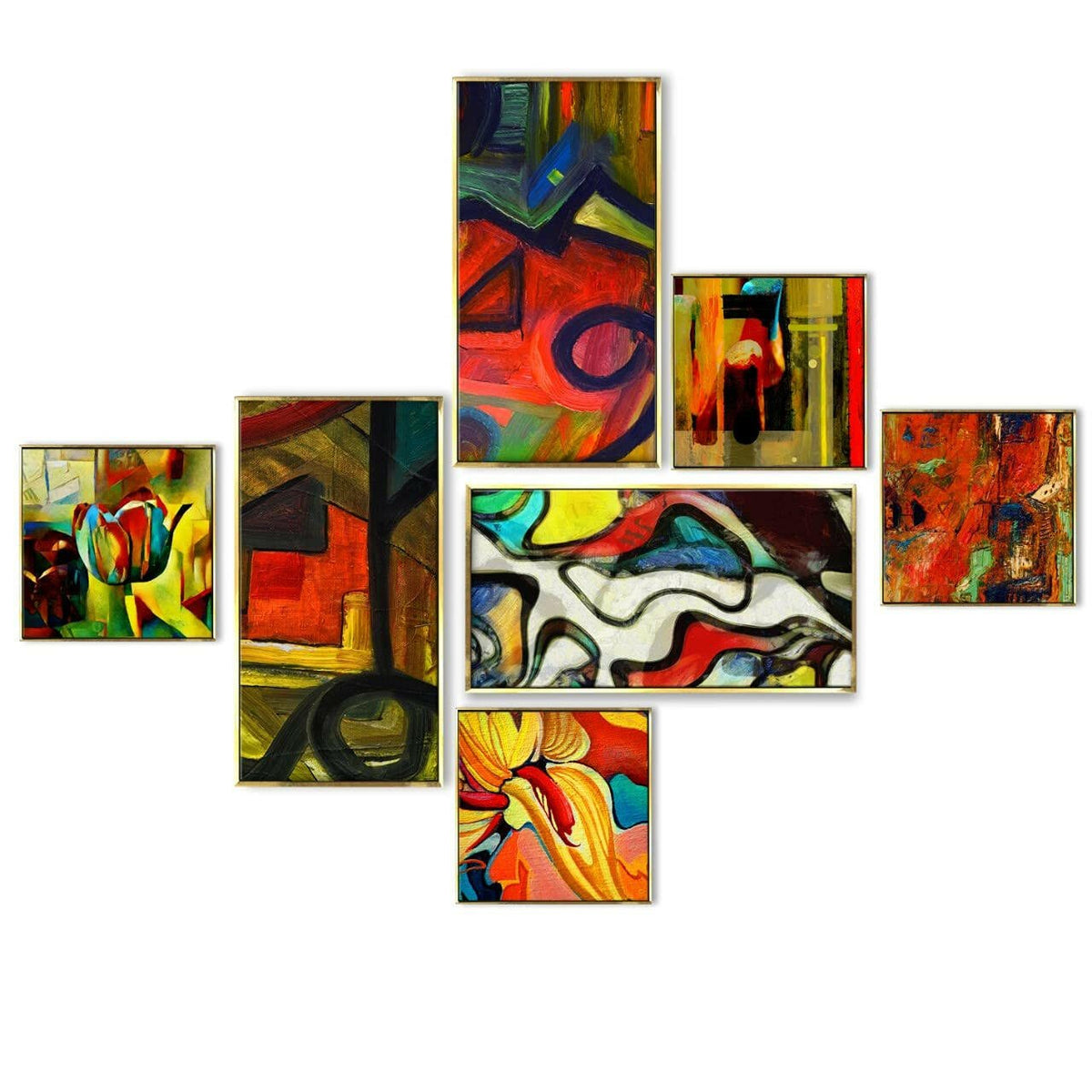 Modern Art Canvas Floating Frame Collage Painting For Home and Office Wall Decoration