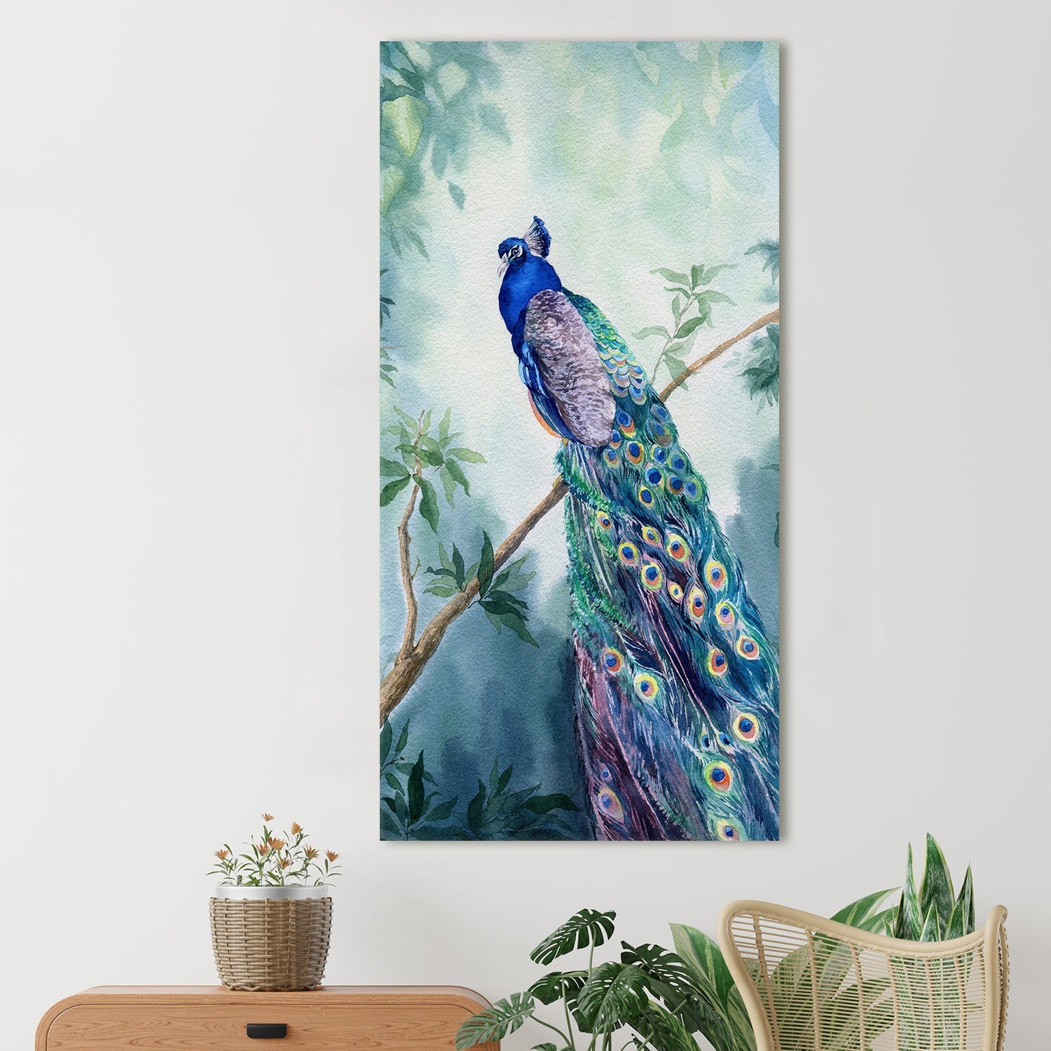 Peacock Vastu Canvas Painting Framed For Home and Office Wall Decoration