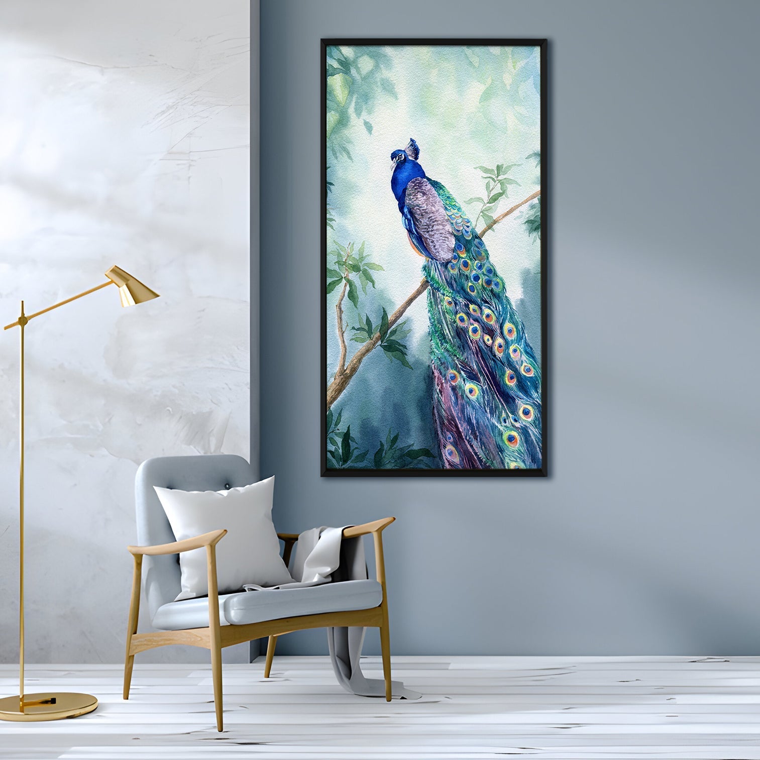 Peacock Vastu Canvas Painting Framed For Home and Office Wall Decoration