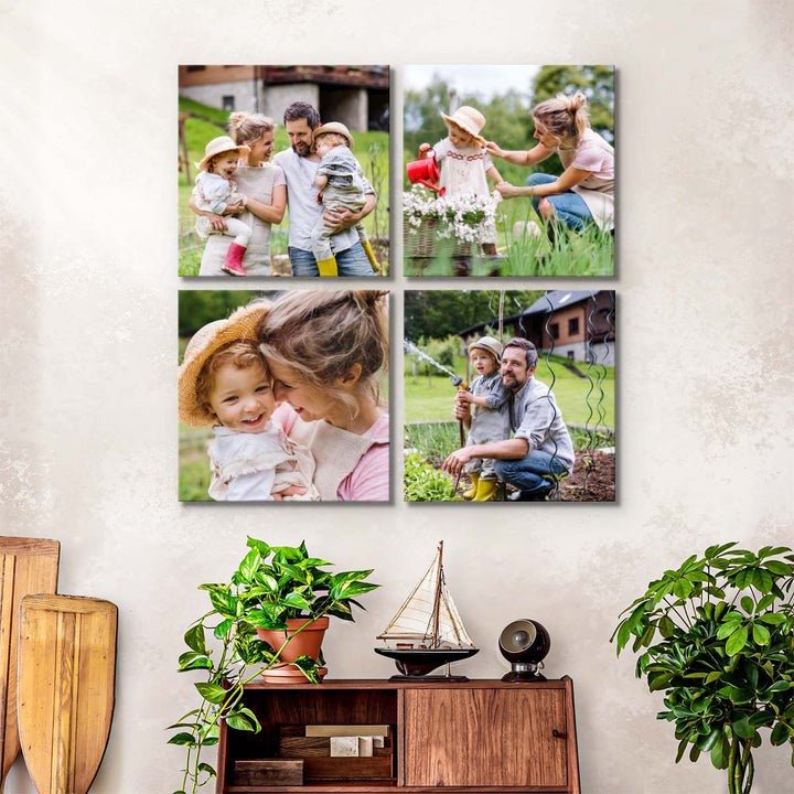 Personalized Canvas Photo Framed Wall Collage Set of 4 for Anniversary Birthday Gifts