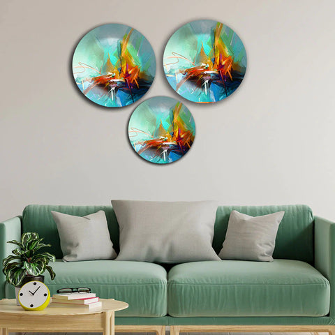 Contemporary semi abstract  Decorative Wall Plates Set of Three