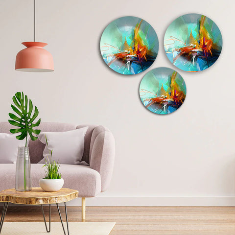 Contemporary semi abstract  Decorative Wall Plates Set of Three