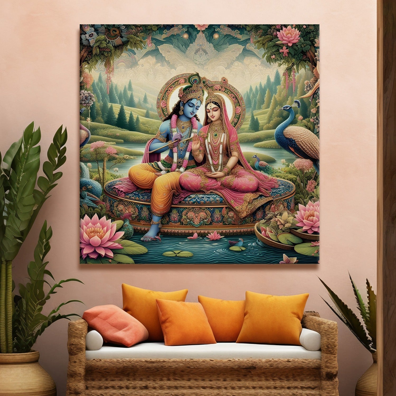 Radha Krishna Wall Art Canvas Paintings For Home and Office Wall Decoration