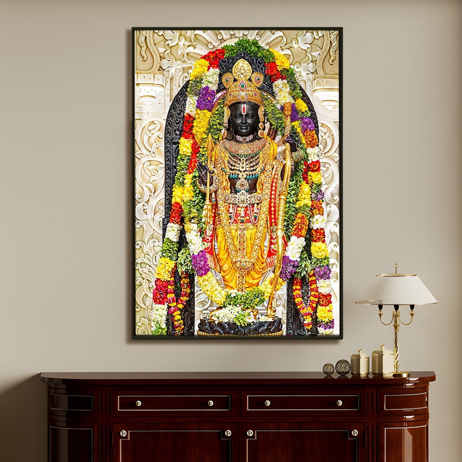 Ram Lalla Ayodhya Canvas Painting For Home Decor, Office walls and Mandir Wall Decoration (RMWA01)