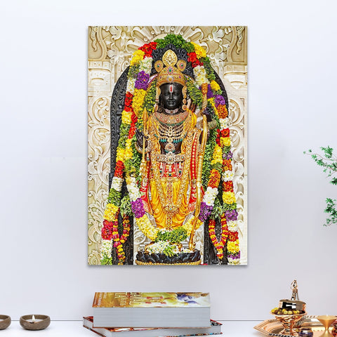 Ram Lalla Ayodhya Canvas Painting For Home Decor, Office walls and Mandir Wall Decoration (RMWA01)