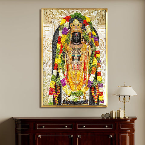 Ram Lalla Ayodhya Canvas Painting For Home Decor, Office walls and Mandir Wall Decoration (RMWA01)