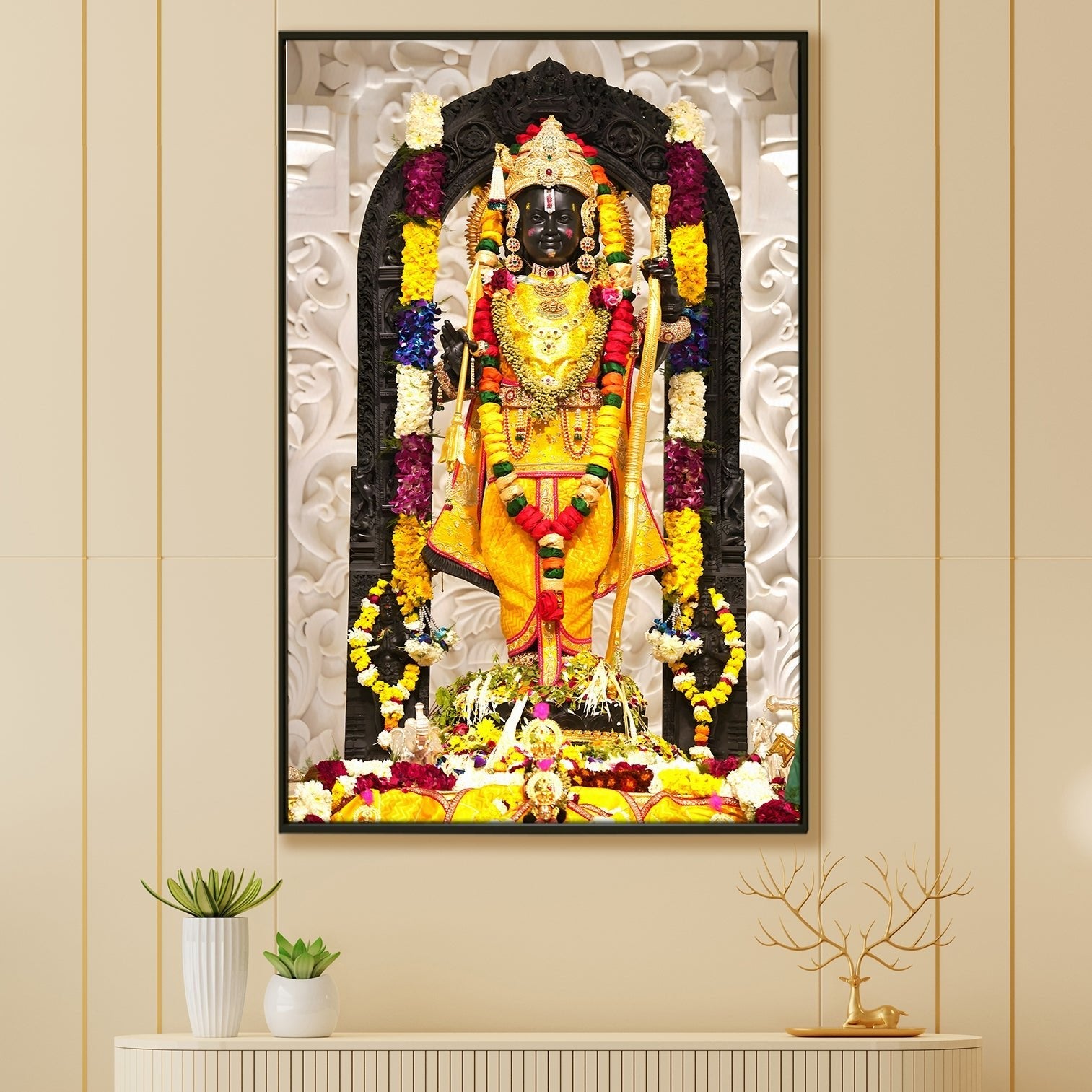 Ram Lalla Ayodhya Canvas Painting For Home Decor, Office walls and Mandir Wall Decoration (RMWA02)