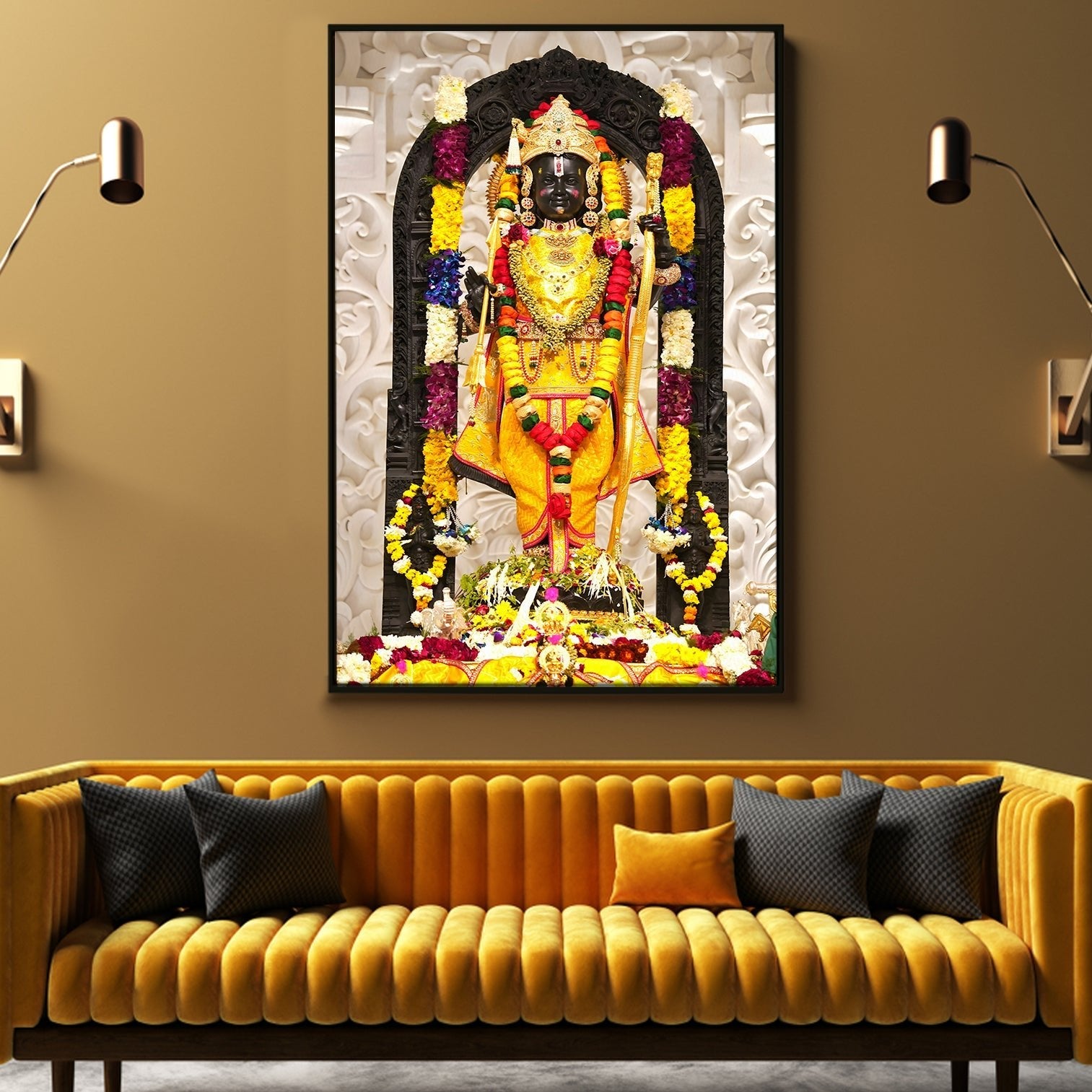 Ram Lalla Ayodhya Canvas Painting For Home Decor, Office walls and Mandir Wall Decoration (RMWA02)