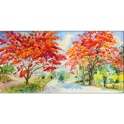 Red Flower Tree Canvas Print Wall Painting