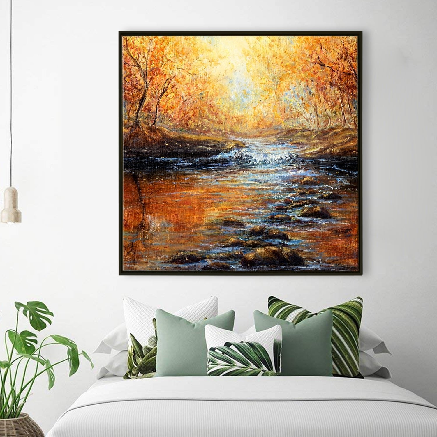 River Vastu Canvas Paintings Framed For Home and Office Wall Decoration