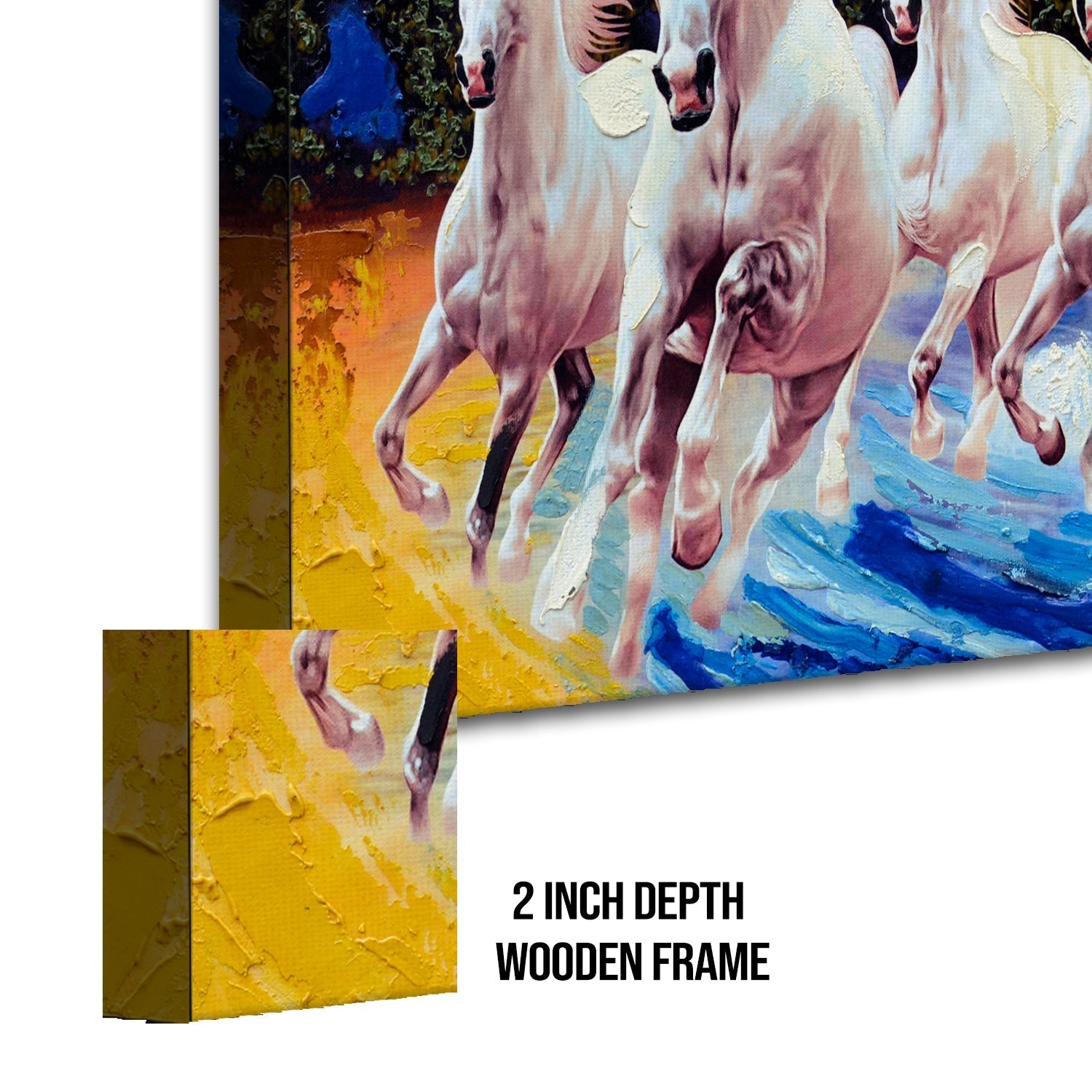 Seven Running Horses Vastu Canvas Paintings Framed For Living Room Wall Decoration (VAWA03)