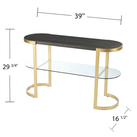 Golden Console Table With Glass Shelf