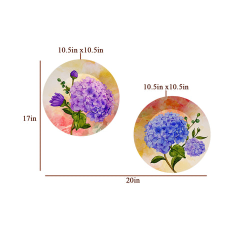 Woodhang Ceramic Wall Plates with Beautiful Flower With Leaf Art  Wall Hanging Plate set of 2