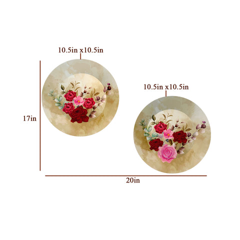 Woodhang Ceramic Wall Plates with Beautiful Flower Abstract Art  Wall Hanging Plate set of 2